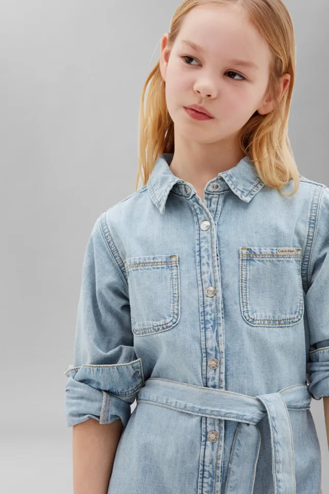 Calvin Klein spijkerjurk met ceintuur lichtblauw andrew wash, foto 4