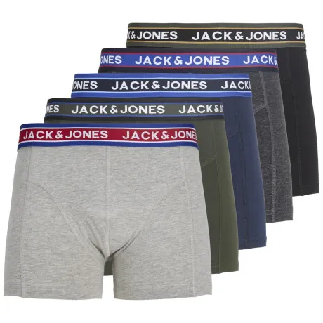 Jack & Jones Oliver Trunks boxershorts grijs groen blauw 5-pack, foto 2