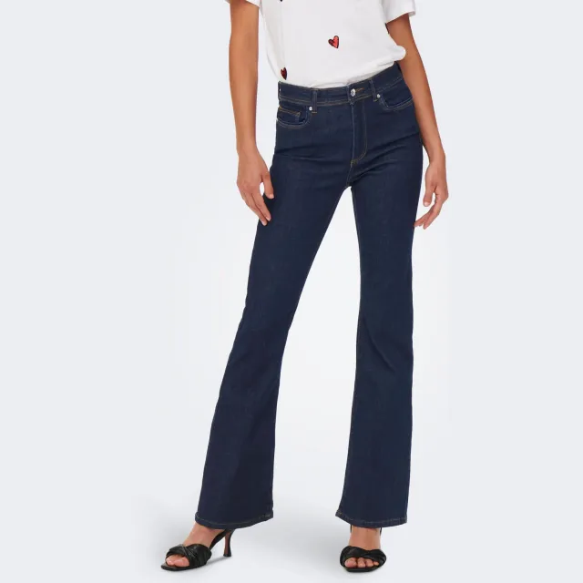 Only high waist flared jeans ONLWAUW dark blue denim, foto 4