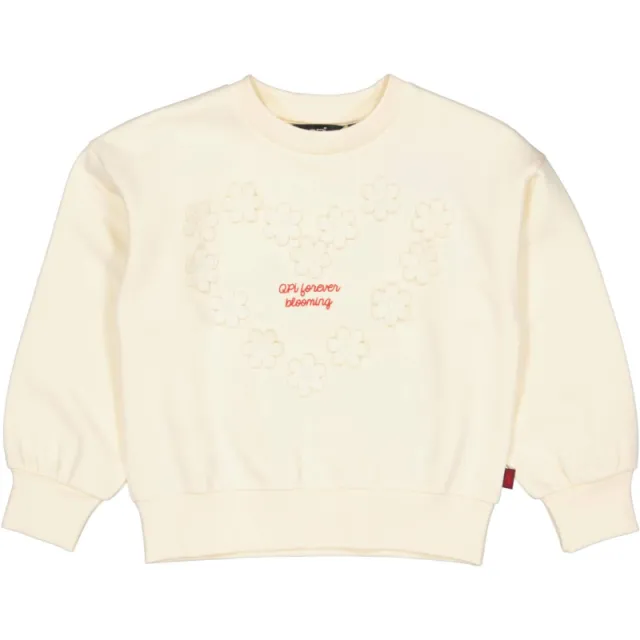 QPI gebloemde sweater met tekst - beige