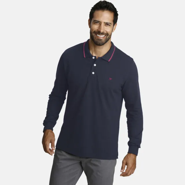 Jan Vanderstorm loose fit polo Plus Size ELLIS donkerblauw