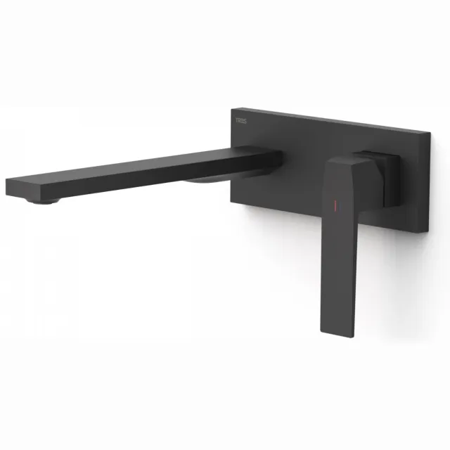 Tres Slim Exclusive inbouw wastafelmengkraan lange uitloop mat zwart