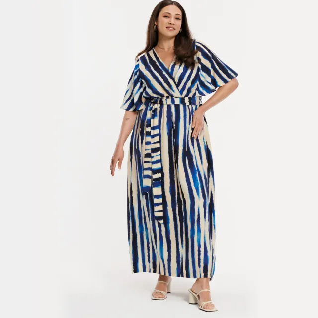 Yoek RIPPLES maxi-jurk blauw