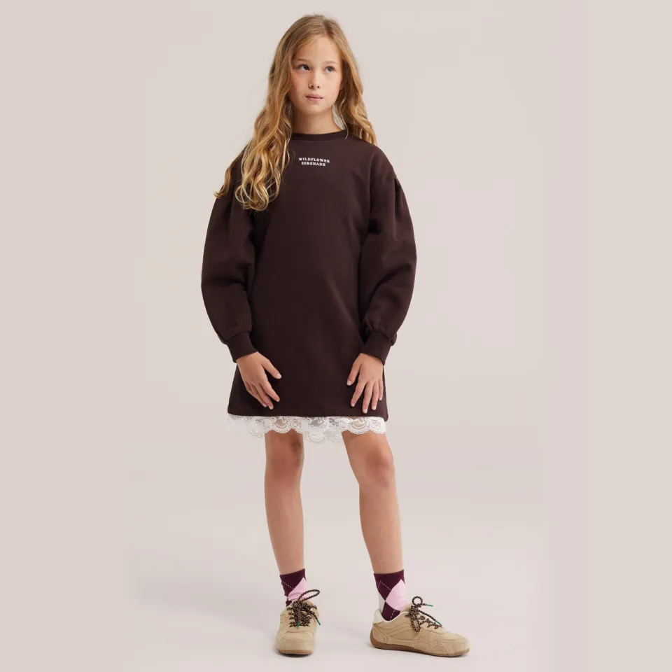 WE Fashion sweatjurk met tekst donkerbruin, foto 4