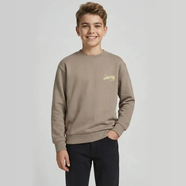 JJ Rebel JUNIOR sweater met backprint - bruin