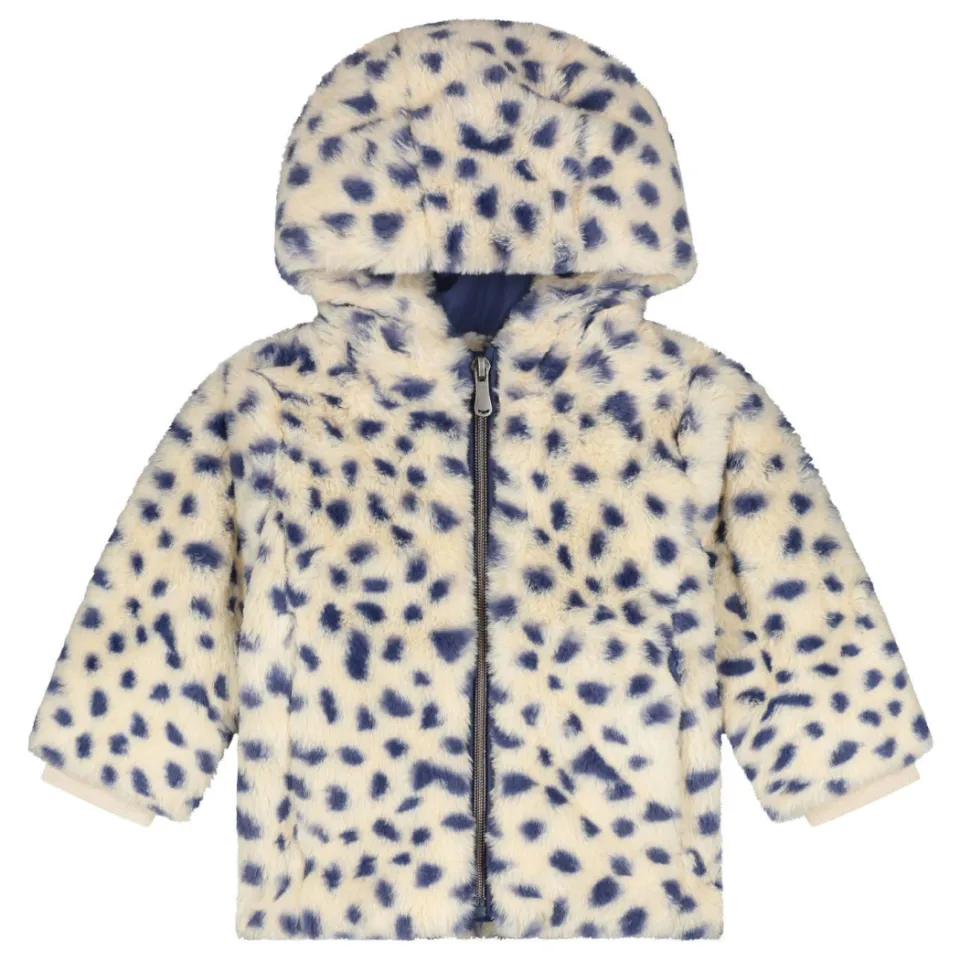 Babyface imitatiebont winterjas crème Crème/blauw