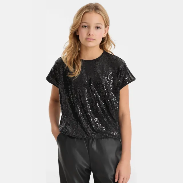 Anytime top met pailletten zwart