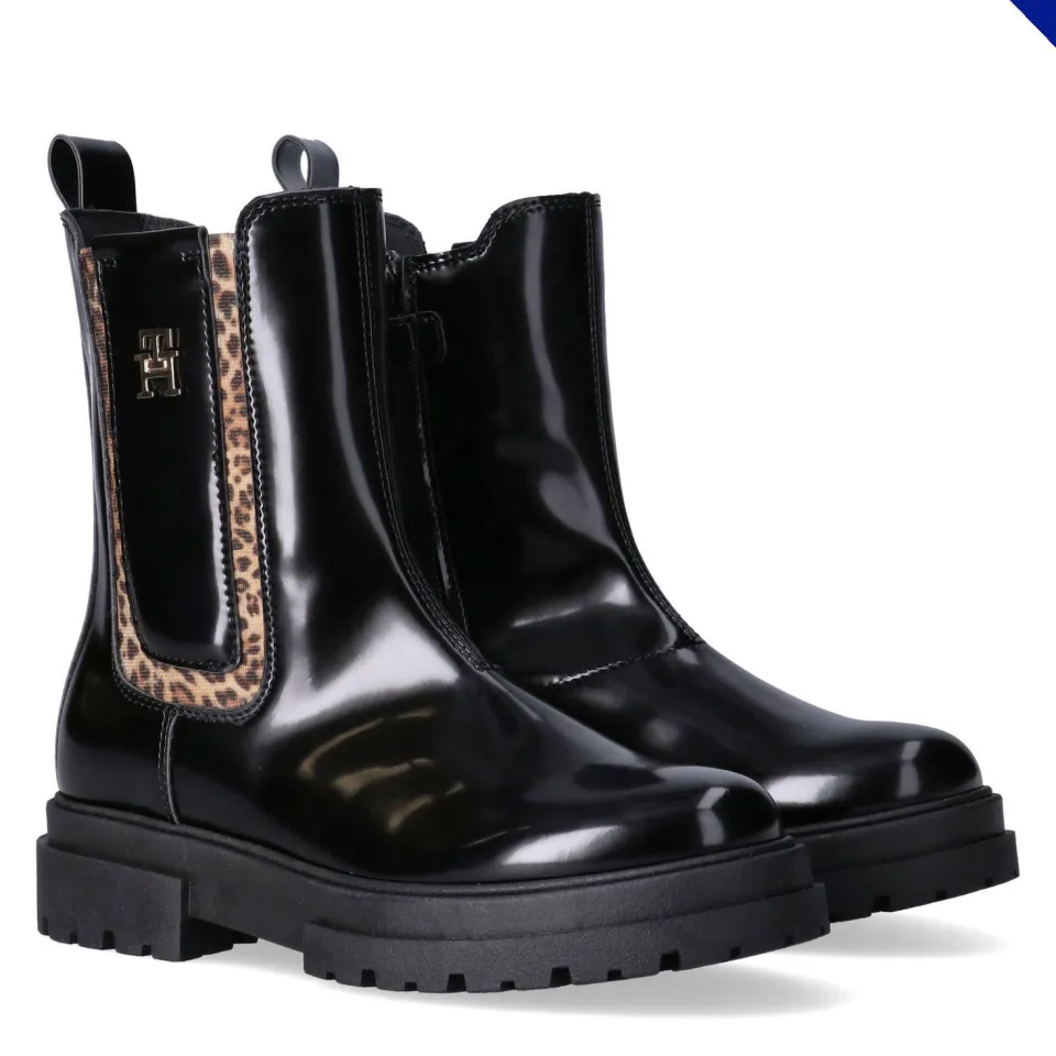 Tommy Hilfiger enkelboots met panterprint zwart, foto 5