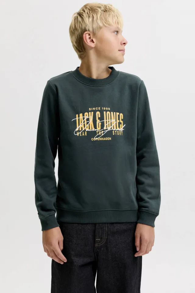Jack & Jones JUNIOR sweater met logo - donkergroen