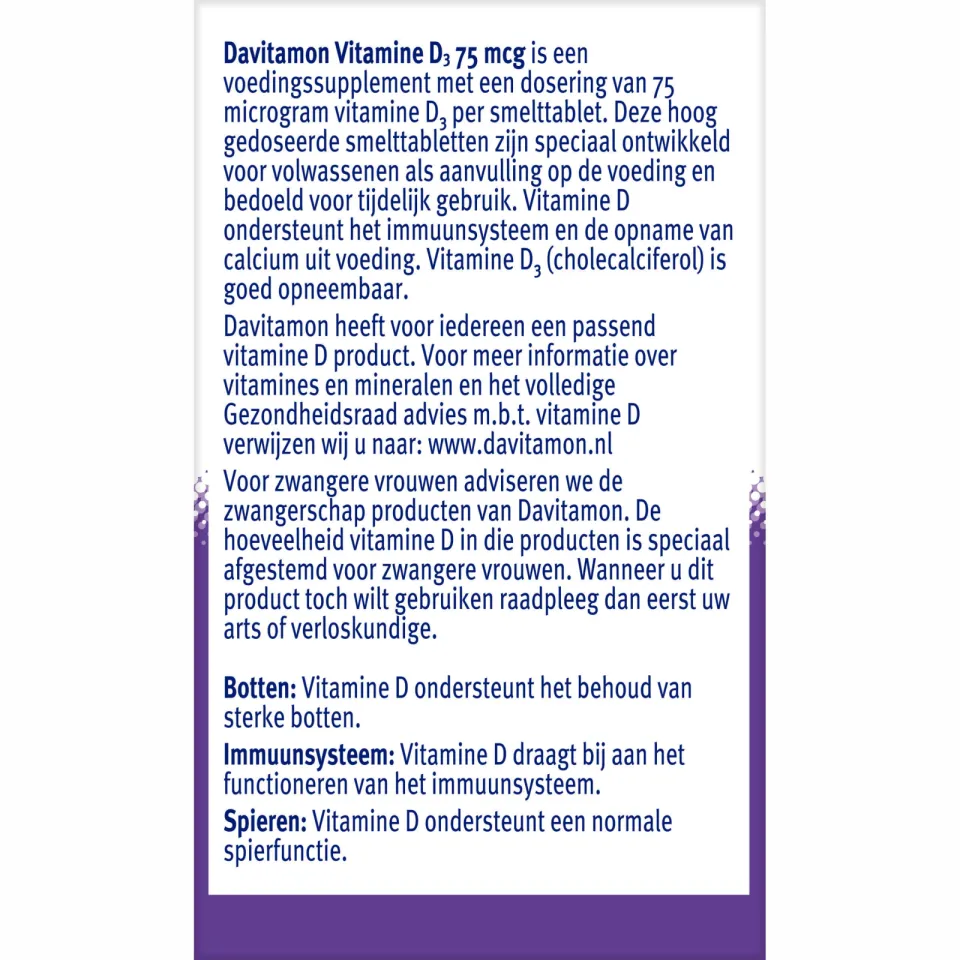 Davitamon vitamine D3 75 mcg smelttabletten, foto 6