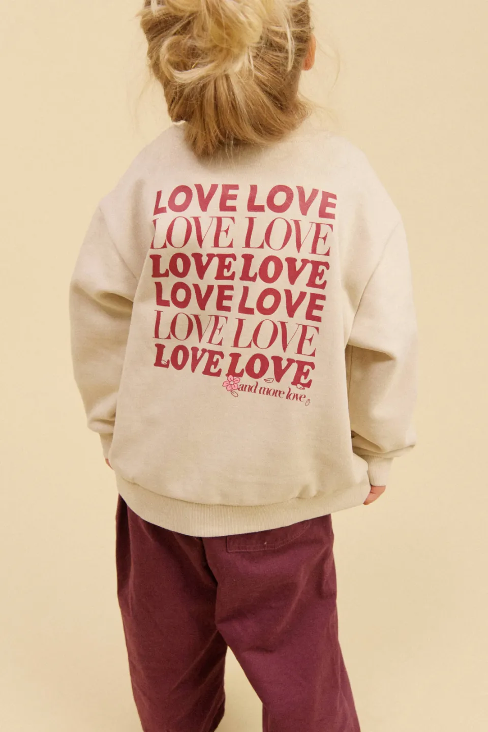 Wheat rechtvallende sweater met backprint - ecru/roze, foto 4