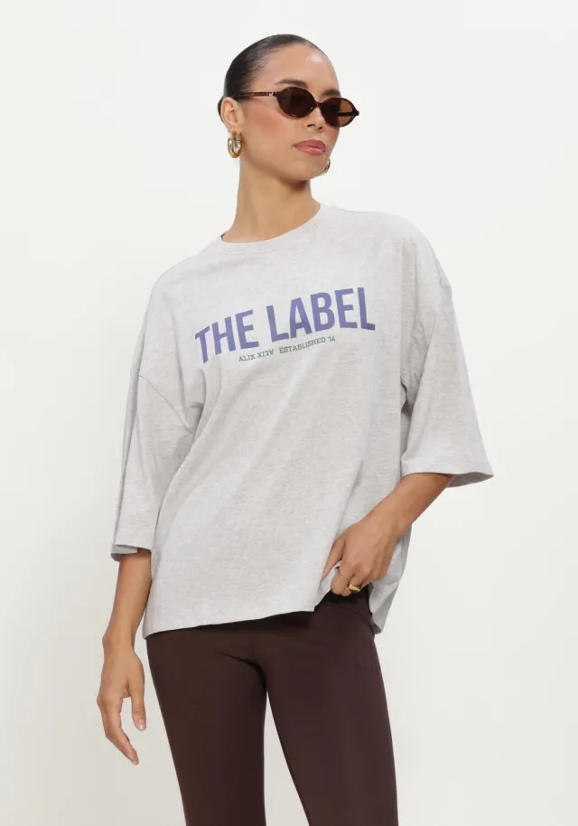Alix The Label Dames Tops & T-shirts Ladies Knitted The Label Oversized T-shirt - Lichtgrijs