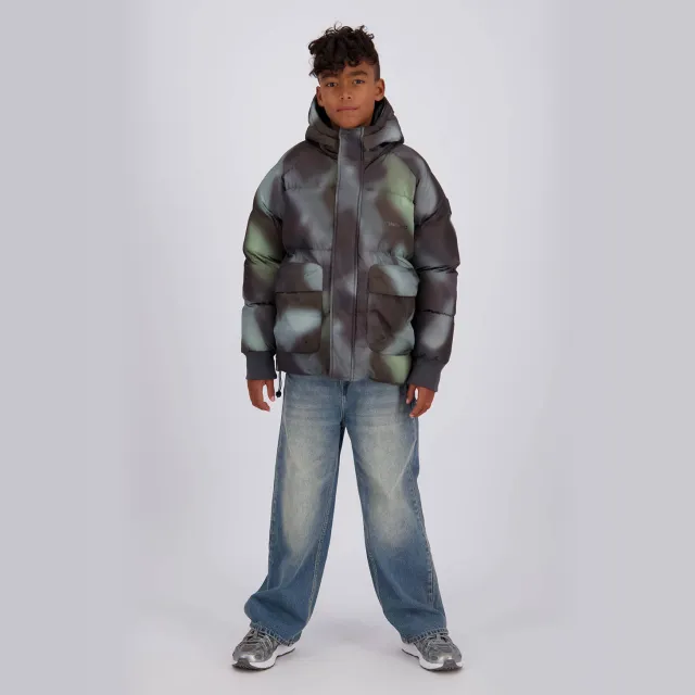 Vingino winterparka met print grijs Zwart