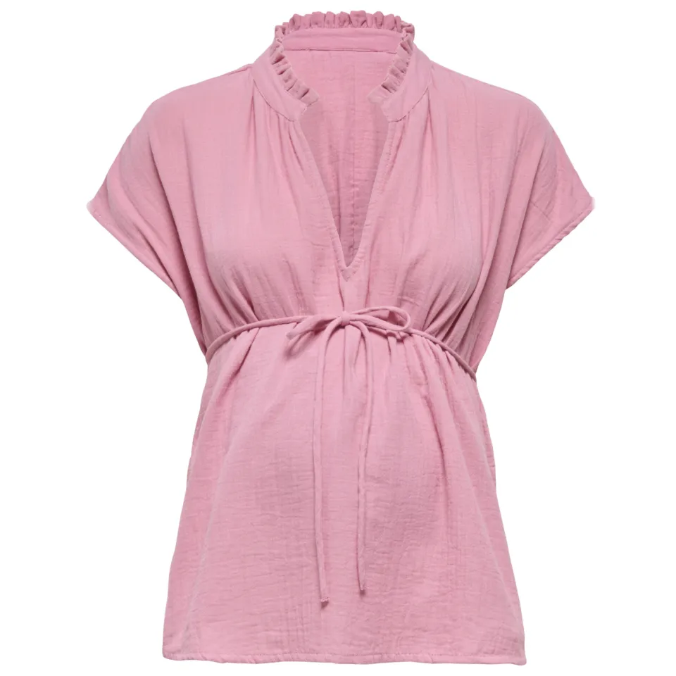 Only MATERNITY zwangerschaps blousetop met textuur roze, foto 3