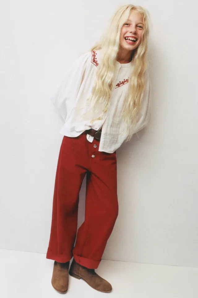 Mango Kids blouse met borduursels ecru