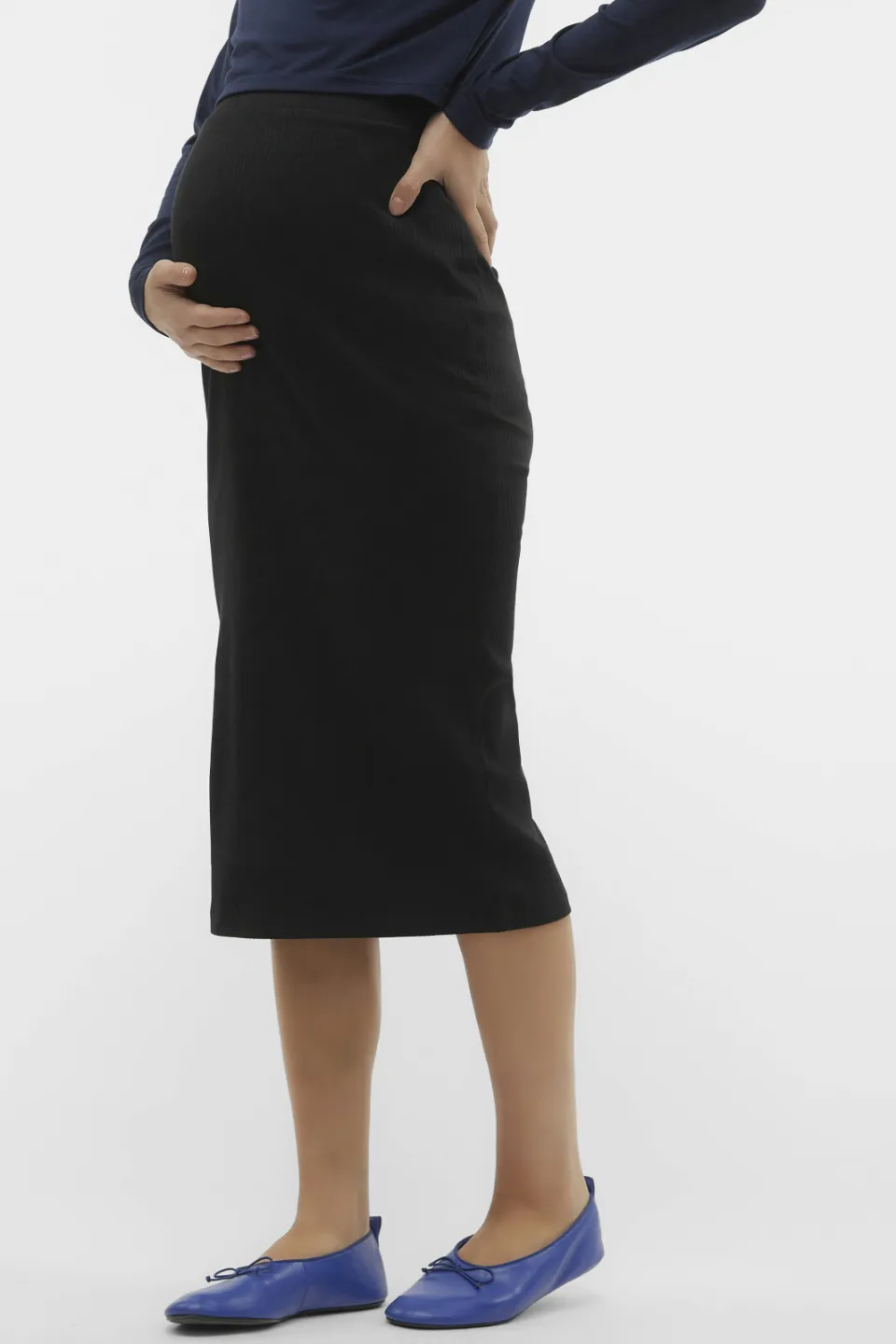 Vero Moda Maternity ribgebreide zwangerschapsrok VMMLAVENDER zwart, foto 5