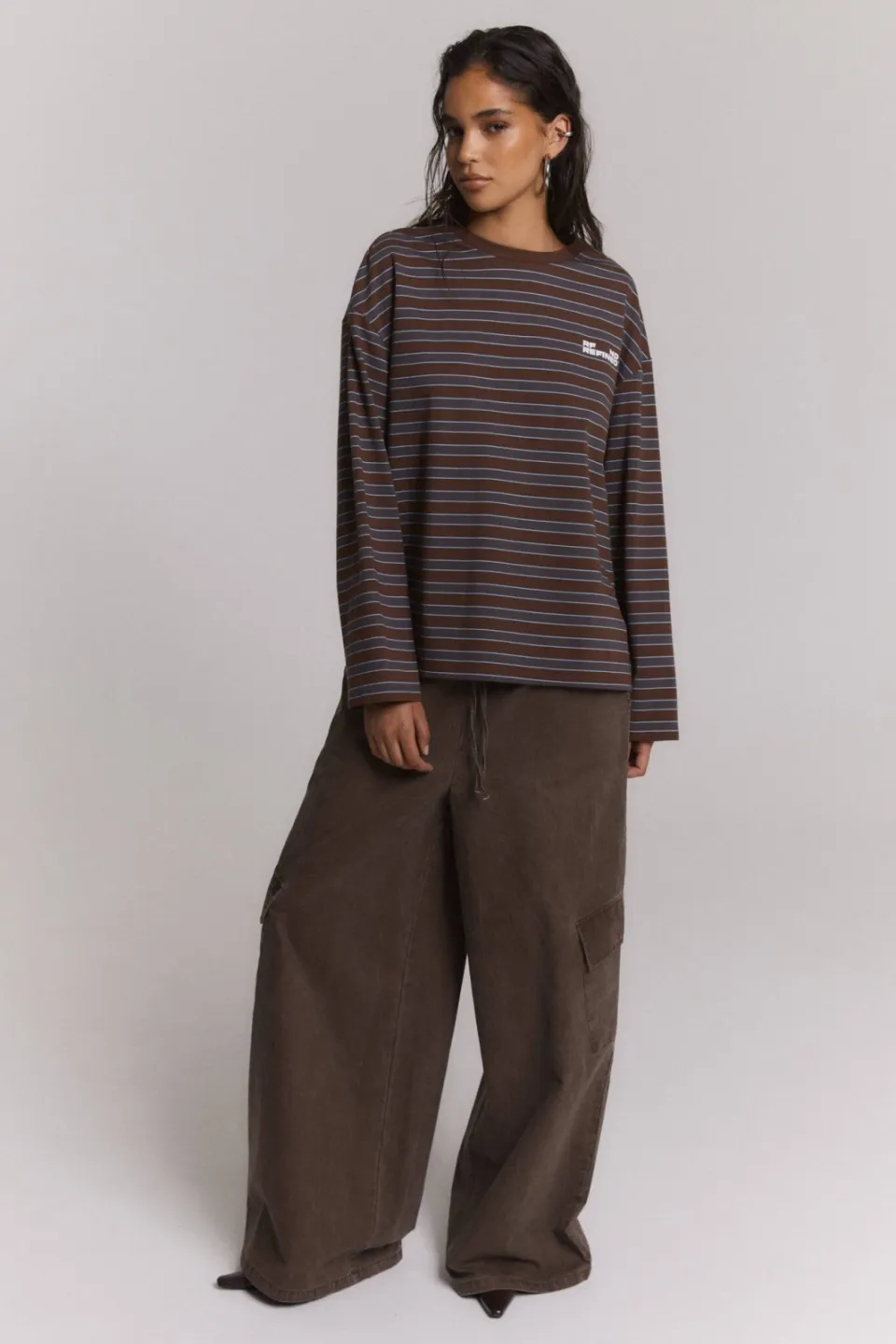 Refined Department Amelie longsleeve donkerbruin bruin, foto 3