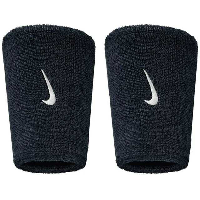 Nike Swoosh Classic Doublewide Polsbandjes (2-pack) Zwart