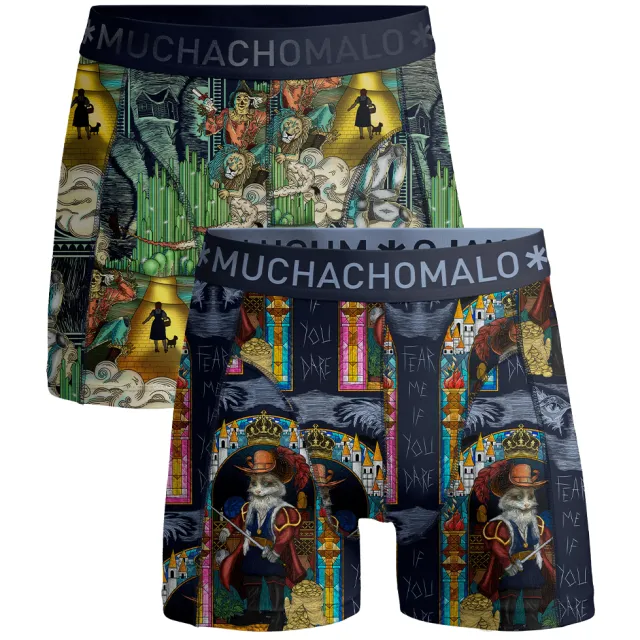 Muchachomalo Heren 2-pack Boxershorts Pussboots Wizardoz Veelkleurig