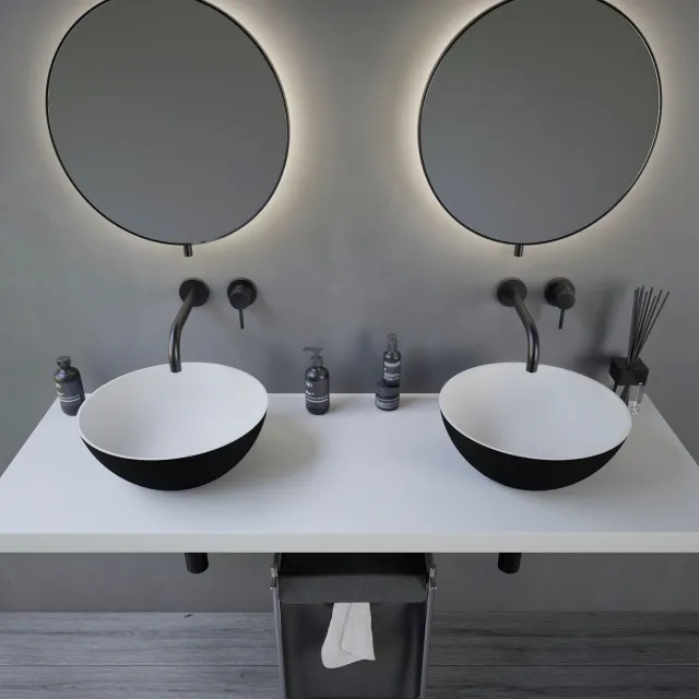Ideavit Opbouwwastafel Ideavit Solidthin 39x39x14.5 cm Solid Surface Mat Zwart