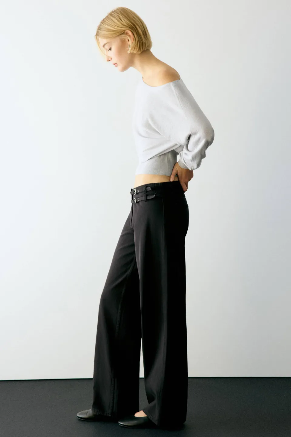 Mango TEEN low waist wide leg jeans - zwart, foto 8