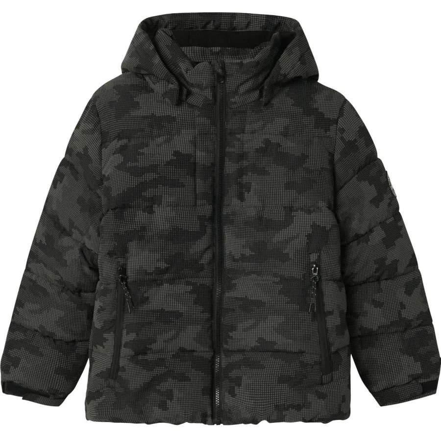 NAME IT gewatteerde winterjas camouflage zwart, foto 2