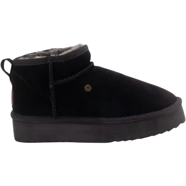 Warmbat Durack plateau suède boot zwart