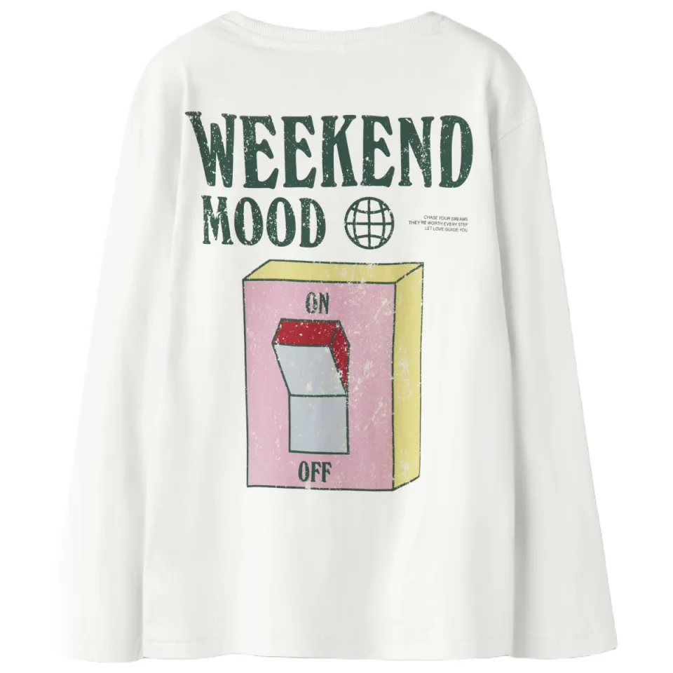 NAME IT rechtvallende longsleeve met backprint wit, foto 4