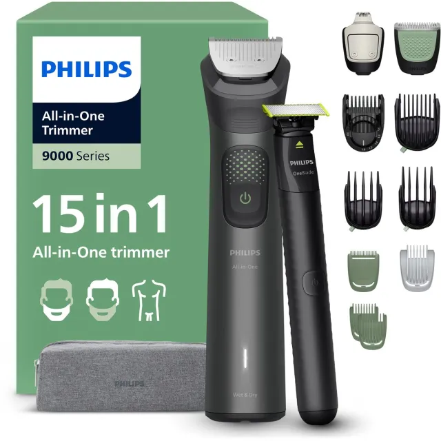 Philips Series 9000 Multigroom - Baardtrimmer - 15 in 1 - Inclusief OneBlade Face - MG9531/15