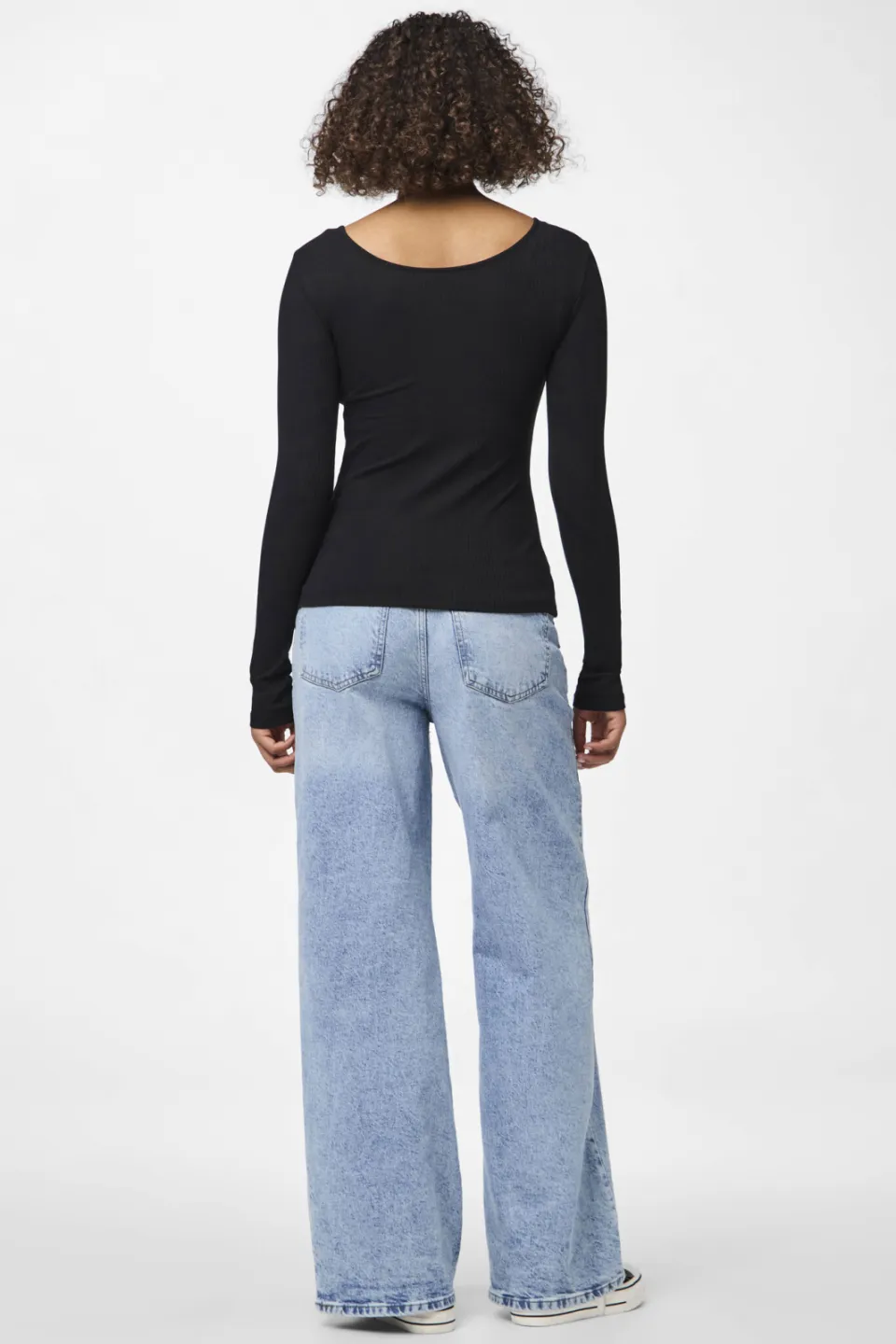 Pieces ribgebreide longsleeve PCKITTE met katoen zwart, foto 5