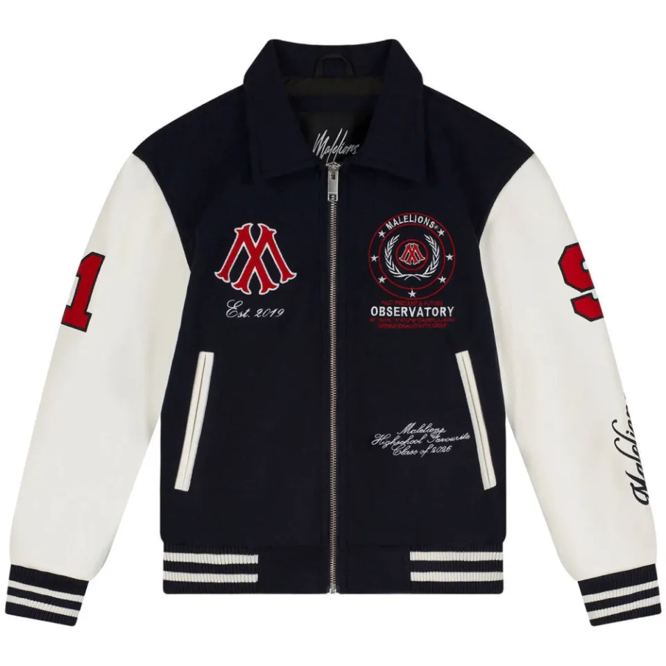 Malelions baseball jacket donkerblauw donkerblauw/ecru/rood, foto 2