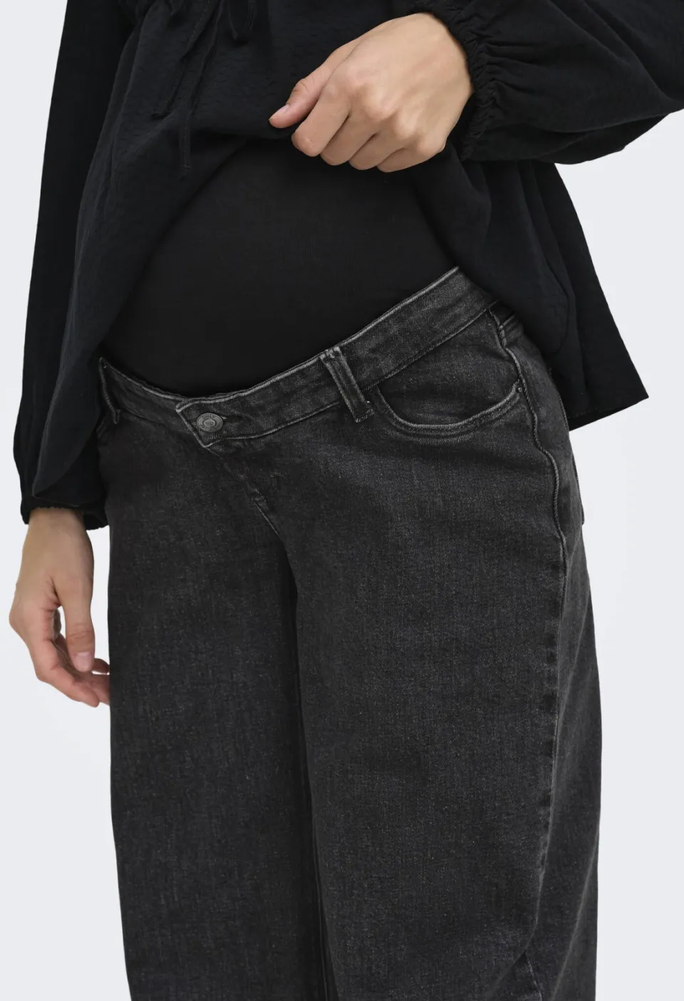 Only MATERNITY zwangerschaps wide leg jeans - black denim, foto 4