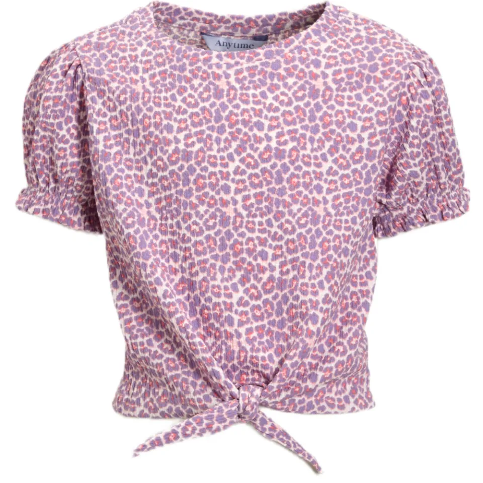 Anytime crinkle top met panterprint roze, foto 2