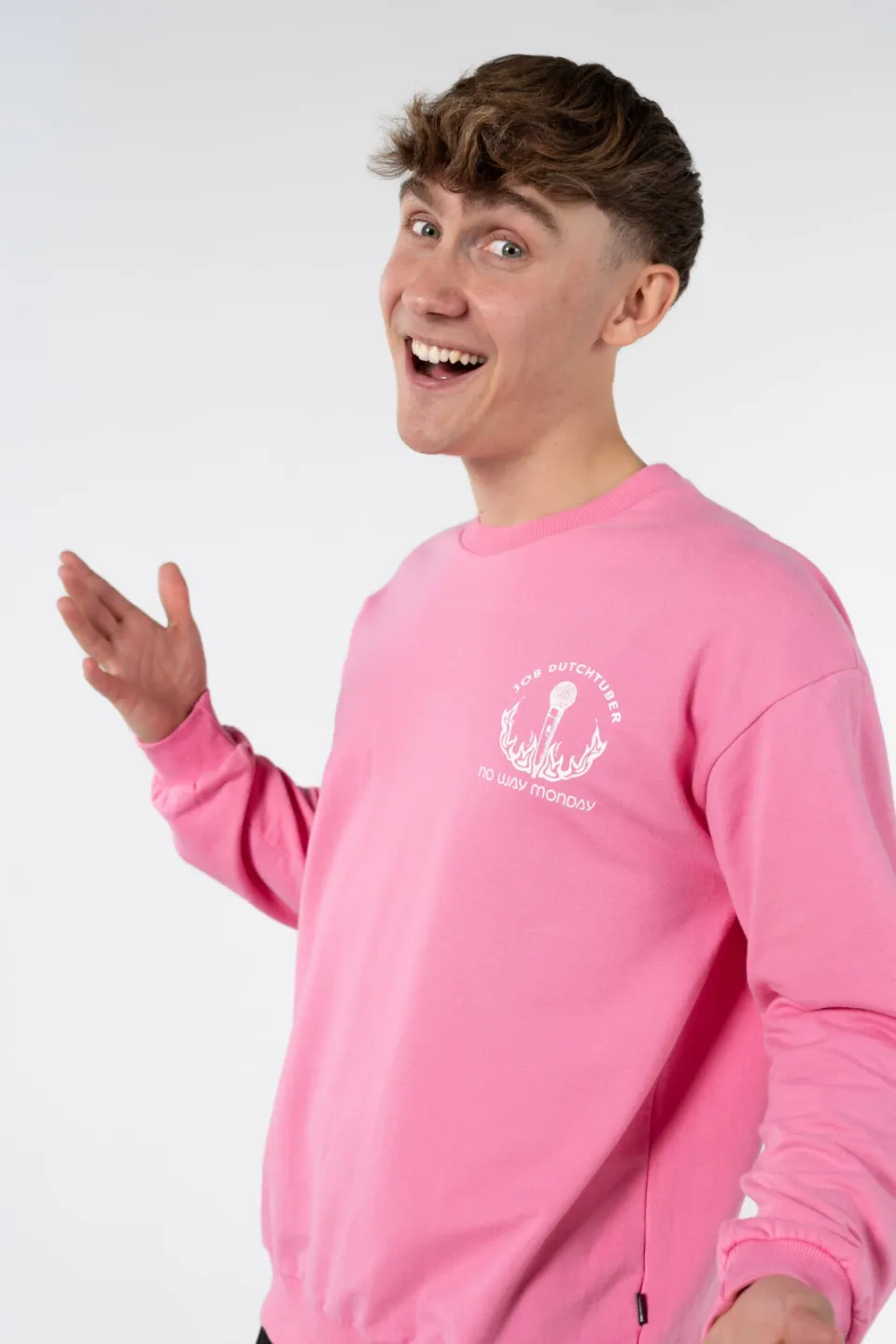 No Way Monday X Job Dutchtuber oversized sweater met backprint - roze, foto 6