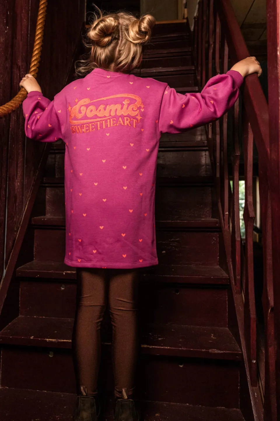 LOOXS little sweatjurk met hartjes - paars, foto 3