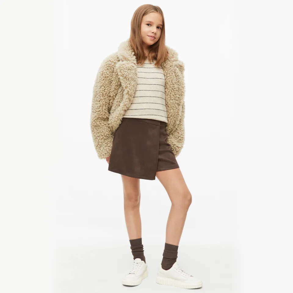 s.Oliver suède skort donkerbruin