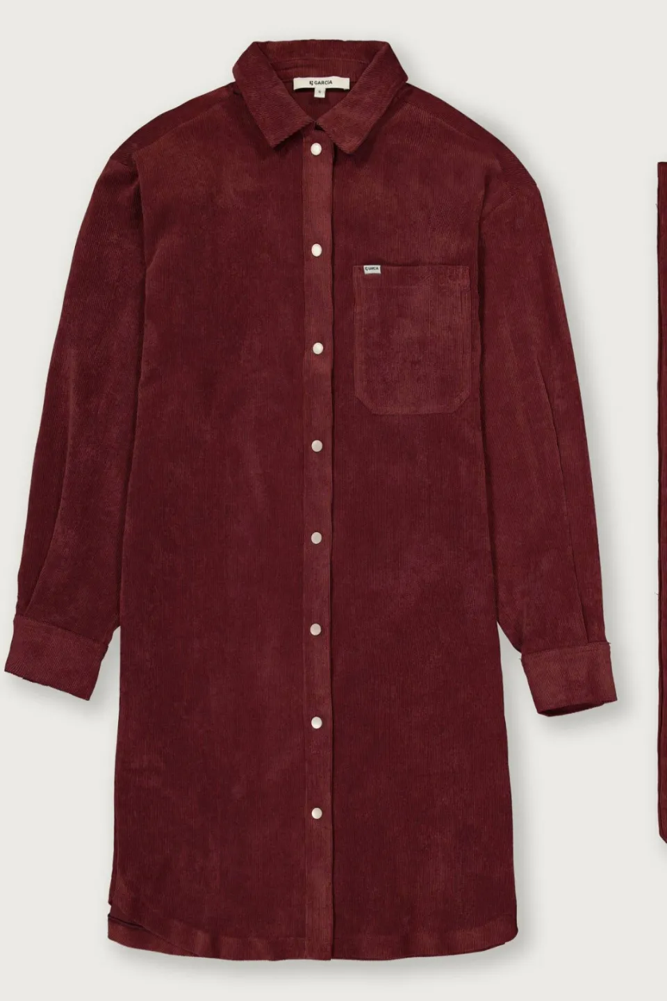 Garcia corduroy mini blousejurk met ceintuur - donkerrood, foto 4