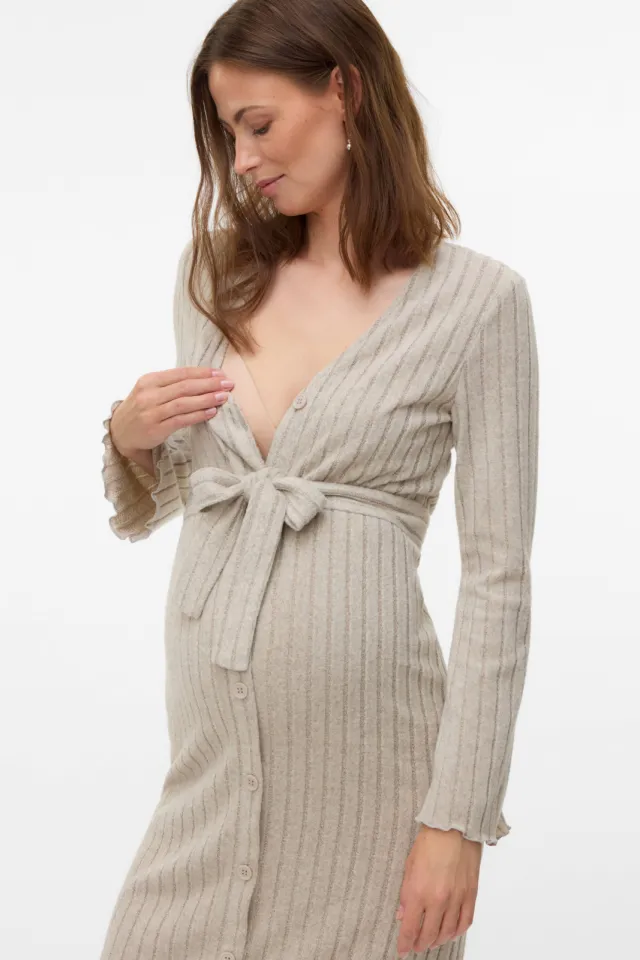 Mamalicious zwangerschaps- en voedings blousejurk beige, foto 3