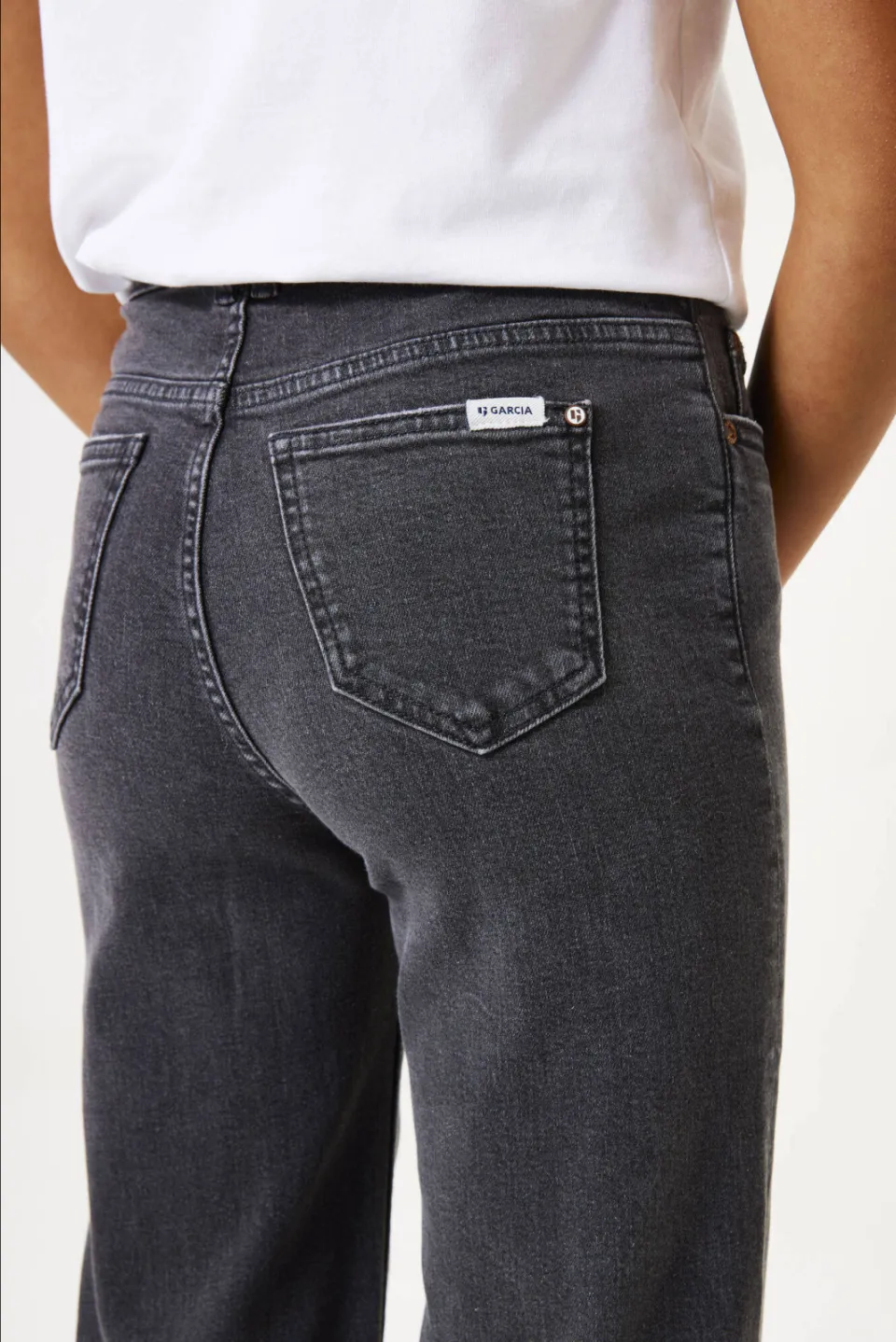 Garcia high waist straight leg jeans black denim, foto 5