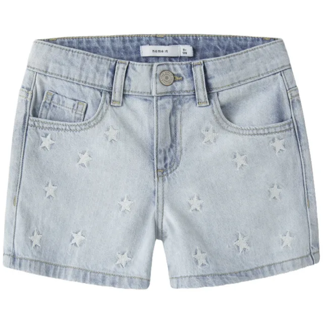 NAME IT NKFBELLA jeansshort lichtblauw met sterren Light blue bleached - Stars