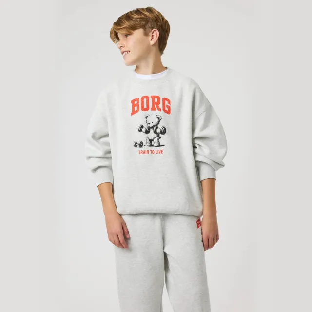 Björn Borg sweater met logo - grijs Grijs melange