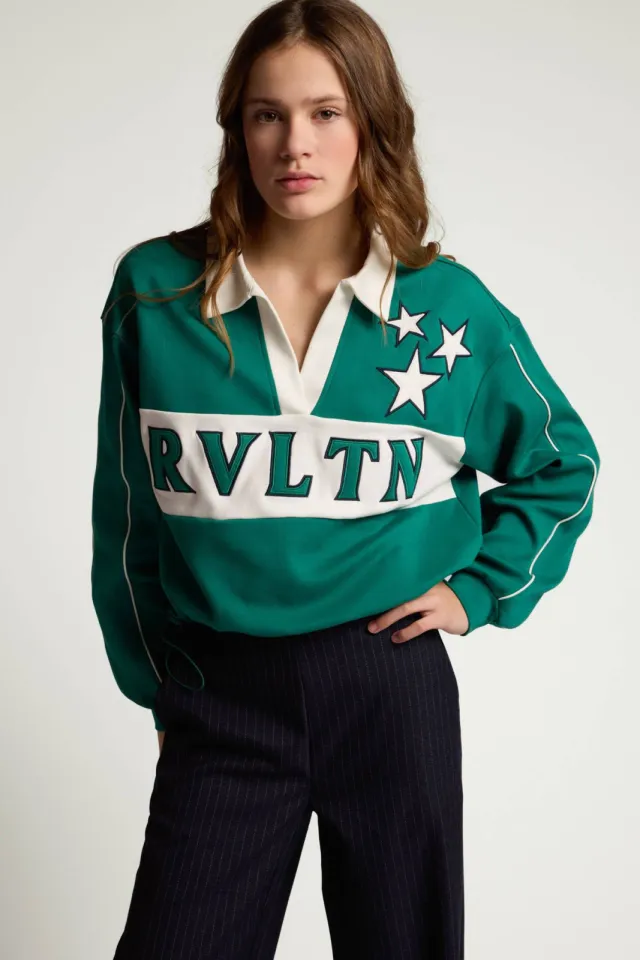 LOOXS 10sixteen boxy sweater met sterren - groen