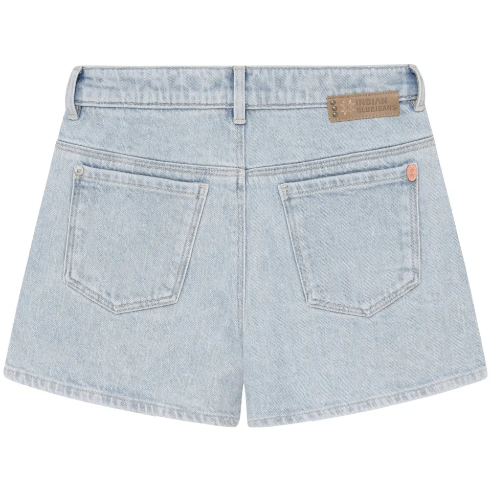 Indian Blue Jeans wide leg high waist jeansshort lichtblauw denim, foto 3