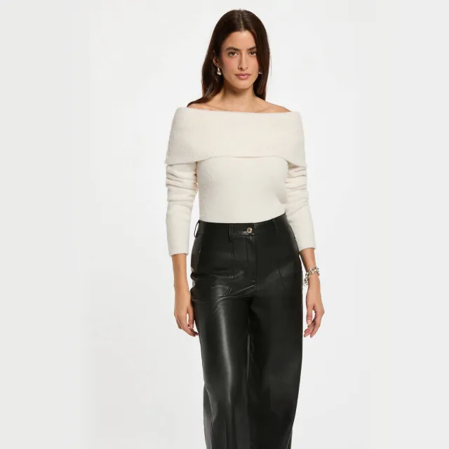 Morgan off shoulder trui Ecru