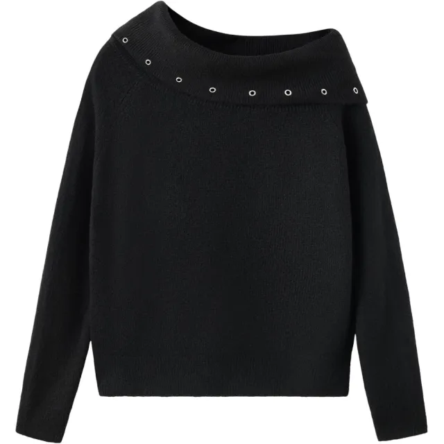 Mango TEEN off shoulder gebreide trui - zwart, foto 2