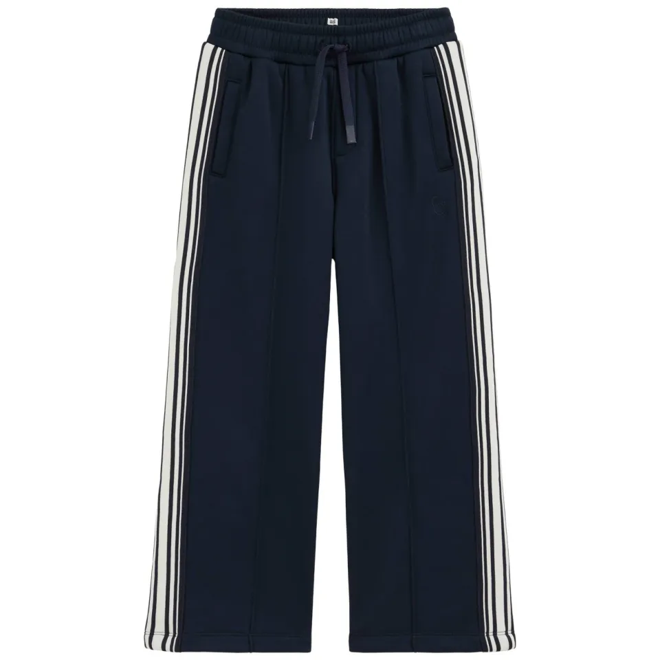 WE Fashion straight leg gestreepte joggingbroek donkerblauw, foto 2