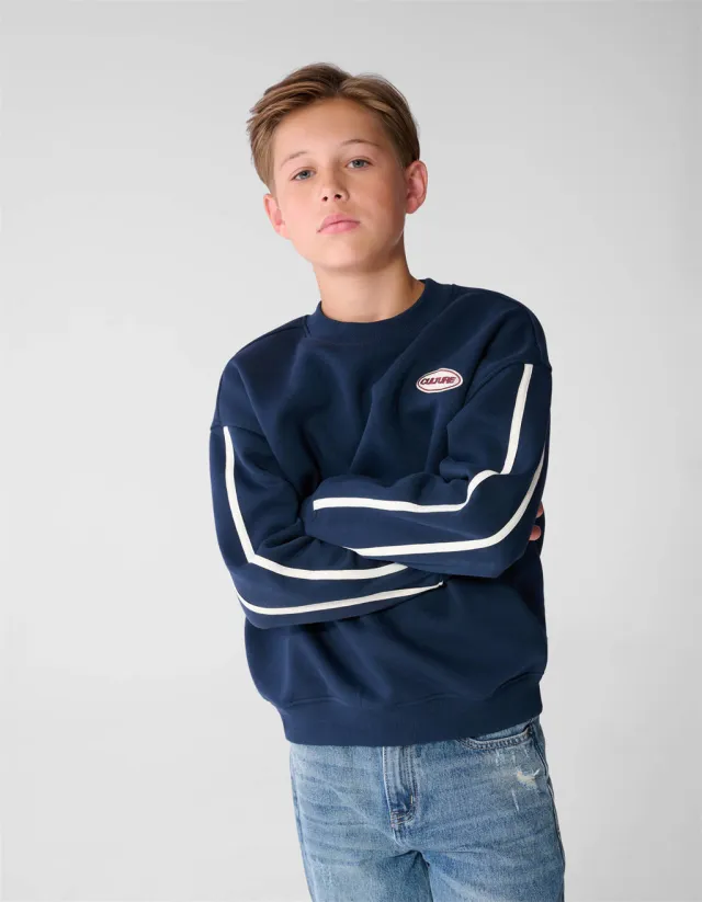 Shoeby rechtvallende sweater met tekst - donkerblauw
