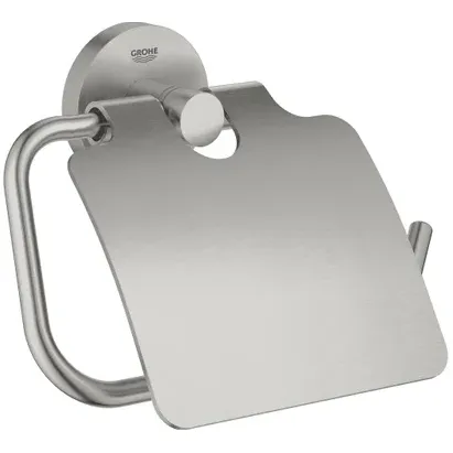 Grohe Essentials toiletrolhouder met deksel supersteel RVS Look