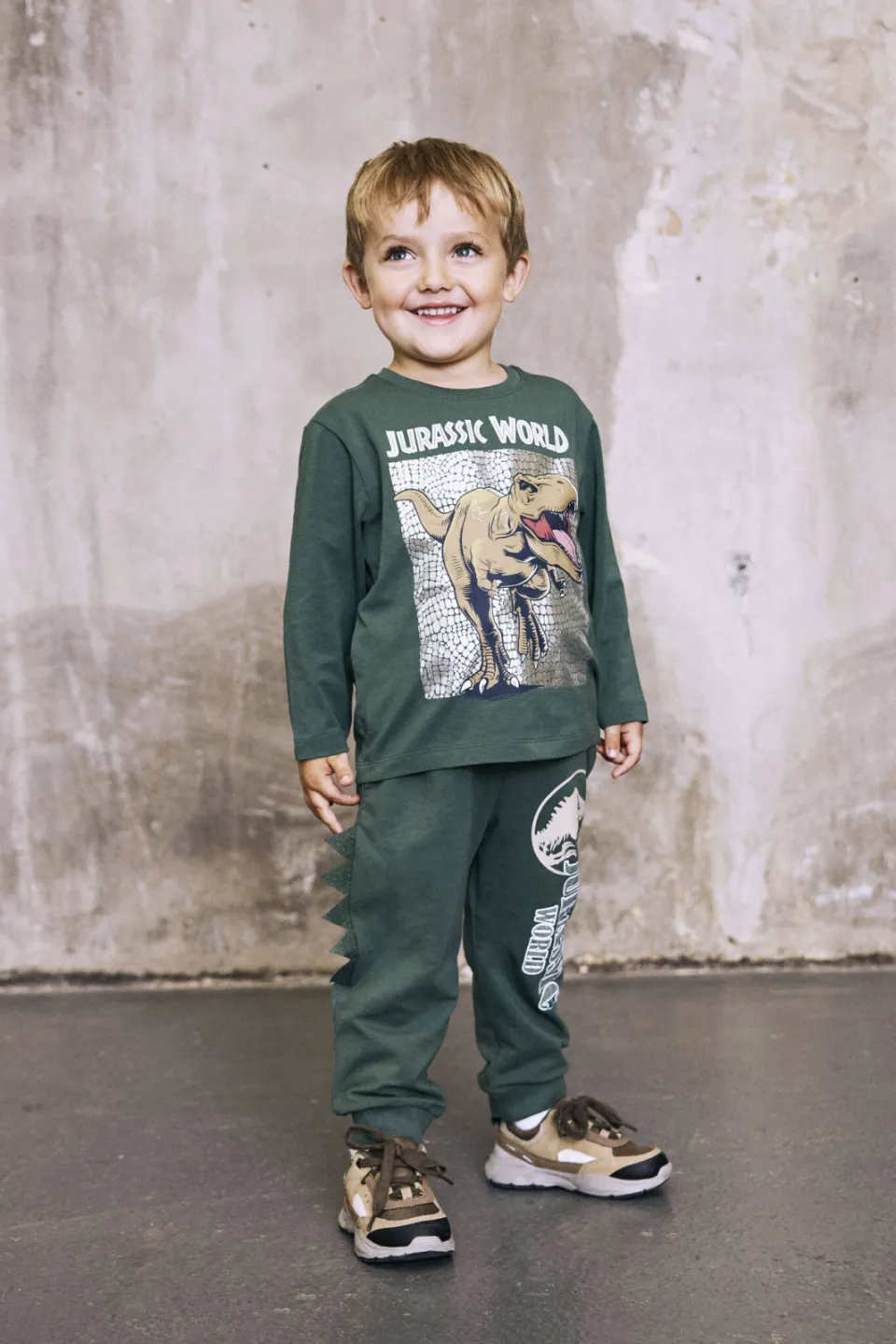 NAME IT MINI Jurassic World longsleeve donkergroen