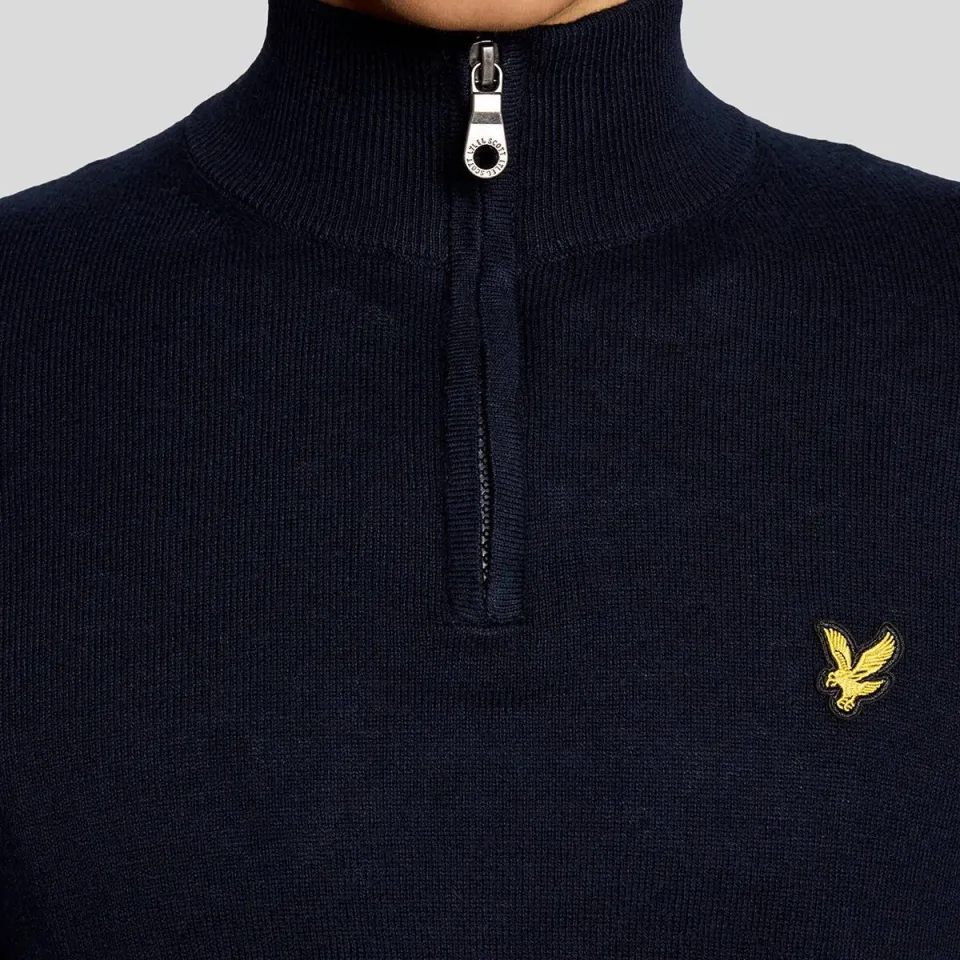 Lyle & Scott Heren Truien & Vesten Cotton Merino Quarter Zip Jumper - Donkerblauw, foto 6